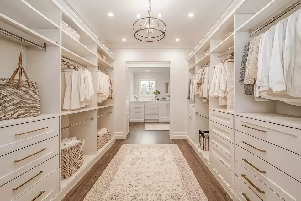 Intérieur moderne minimaliste avec mobilier de rangement mural blanc et noir